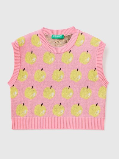 Kids' Benetton Apple Pattern Vest Pink | NZ563692