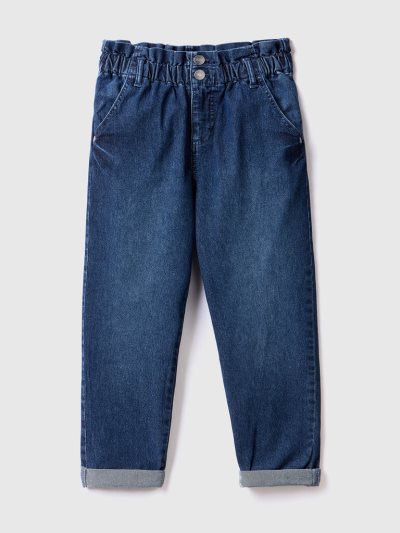 Kids' Benetton Baggy Fit Gathered Waist Jeans Blue | NZ881477