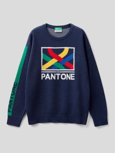 Kids' Benetton Benettonxpantone™ Inlay Sweaters Dark Blue | NZ664479
