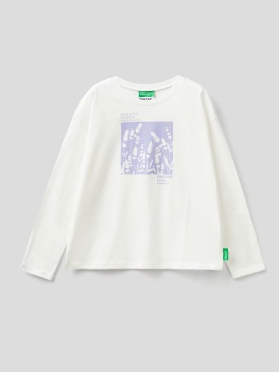 Kids' Benetton Benettonxpantone™ Long Sleeve T-shirts Creamy White | NZ164960