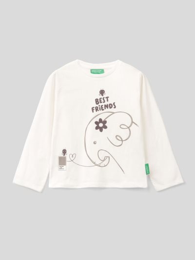 Kids' Benetton Benettonxpantone™ Long Sleeve T-shirts Creamy White | NZ836748