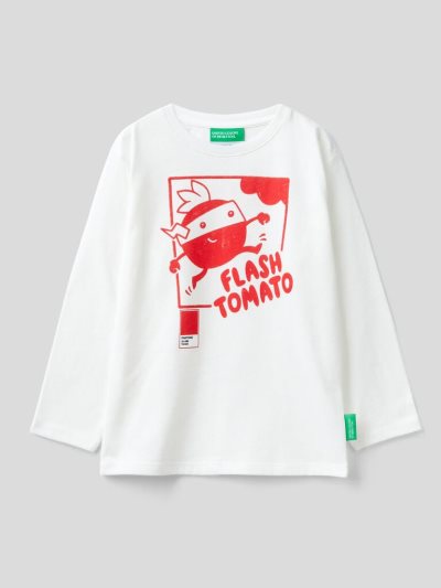 Kids' Benetton Benettonxpantone™ Long Sleeve T-shirts Creamy White | NZ932253