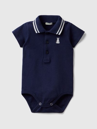 Kids' Benetton Bodysuit Organic Cotton Polo Shirts Dark Blue | NZ170302