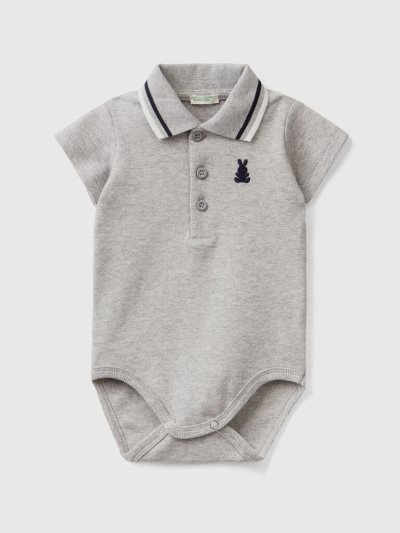Kids' Benetton Bodysuit Organic Cotton Polo Shirts Light Grey | NZ945298