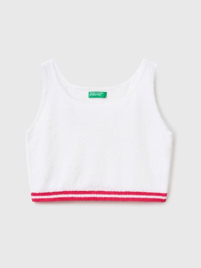 Kids' Benetton Bouclé Yarn Short Tanks White | NZ256908