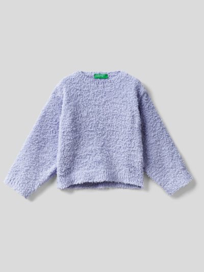Kids' Benetton Boxy Fit Bouclé Look Sweaters Lilac | NZ729051