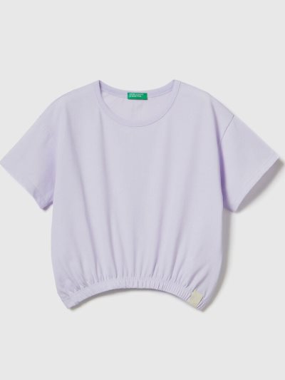 Kids' Benetton Boxy Fit Recycled Fabric Short Sleeve T-shirts Lilac | NZ044753