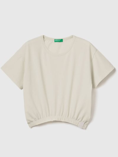 Kids' Benetton Boxy Fit Recycled Fabric Short Sleeve T-shirts Creamy White | NZ109317