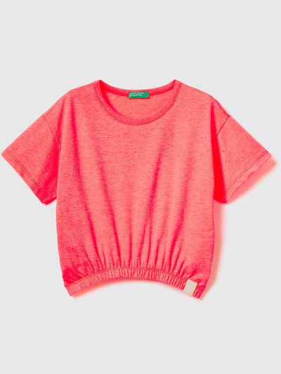 Kids' Benetton Boxy Fit Recycled Fabric Short Sleeve T-shirts Neon Orange | NZ114599