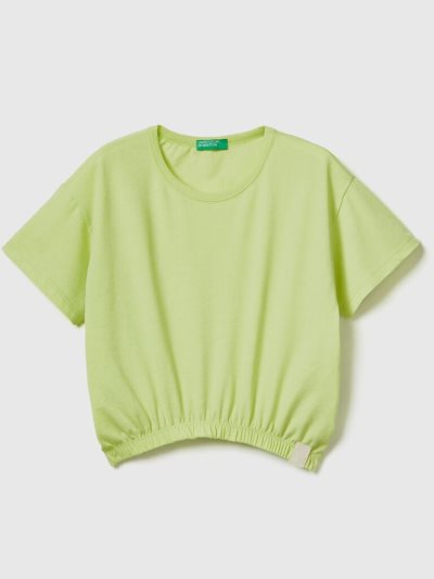 Kids' Benetton Boxy Fit Recycled Fabric Short Sleeve T-shirts Neon Yellow | NZ435948