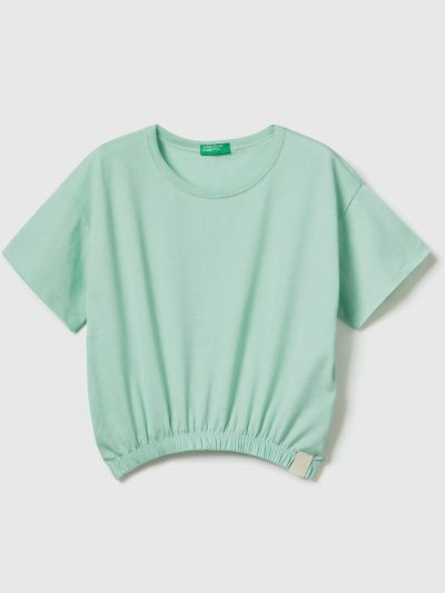 Kids' Benetton Boxy Fit Recycled Fabric Short Sleeve T-shirts Aqua | NZ582255