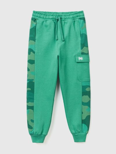 Kids' Benetton Camouflage Bands Sweatpants Dark Green | NZ634593