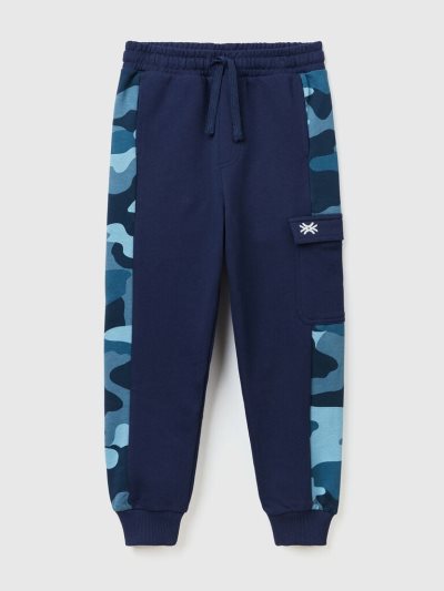 Kids' Benetton Camouflage Bands Sweatpants Dark Blue | NZ753573