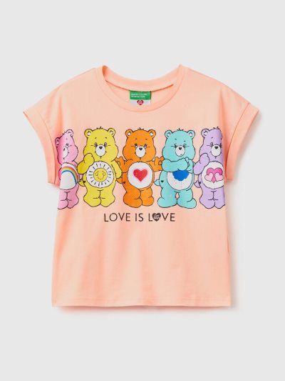 Kids' Benetton Care Bears™ 100% Cotton Short Sleeve T-shirts Soft Pink | NZ521116