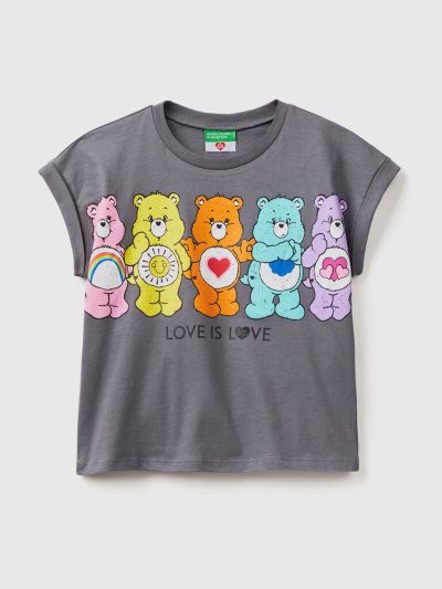 Kids' Benetton Care Bears™ 100% Cotton Short Sleeve T-shirts Dark Grey | NZ555021