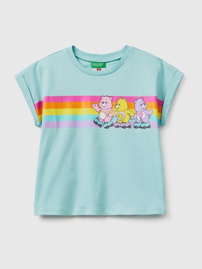 Kids' Benetton Care Bears™ 100% Cotton Short Sleeve T-shirts Aqua | NZ900843