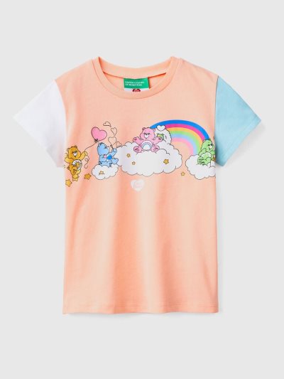 Kids' Benetton Care Bears™ Color Block Short Sleeve T-shirts Soft Pink | NZ785399