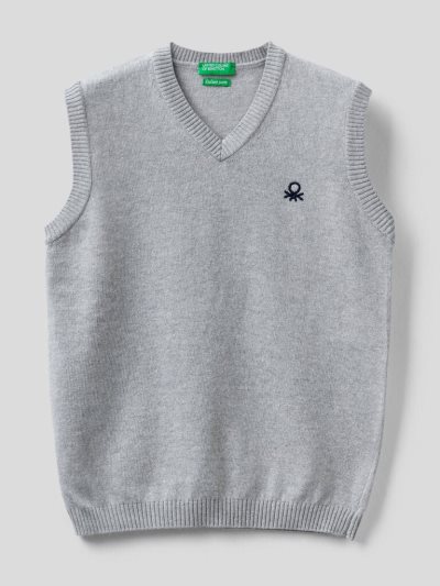Kids' Benetton Cashmere And Wool Blend Vest Grey | NZ505096