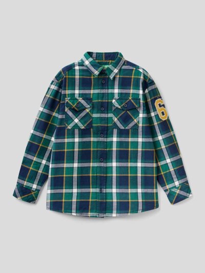 Kids' Benetton Check Flannel Shirts Multi-color | NZ521062