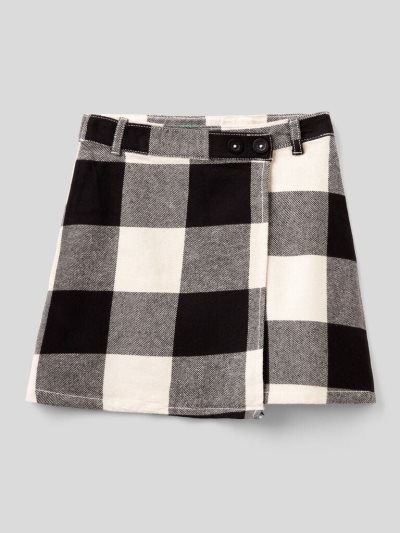 Kids' Benetton Check Wrap Skirts Black | NZ152767