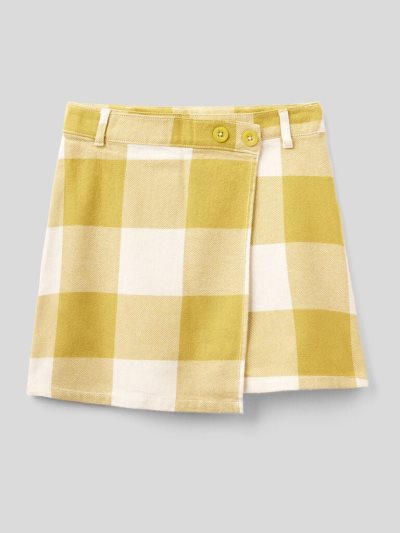 Kids' Benetton Check Wrap Skirts Yellow | NZ988872