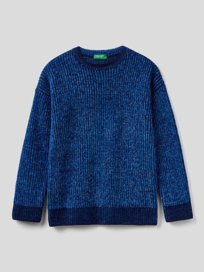 Kids' Benetton Chenille Crew Neck Sweaters Bright Blue | NZ453044