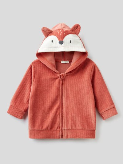 Kids' Benetton Chenille Hood Sweatshirt Brown | NZ177264