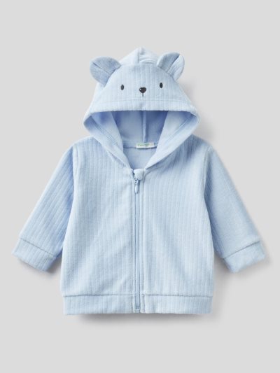 Kids' Benetton Chenille Hood Sweatshirt Sky Blue | NZ336367
