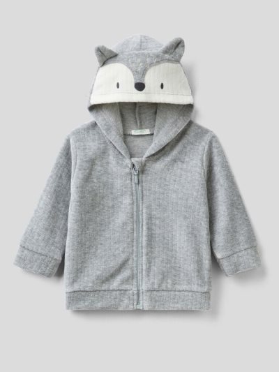 Kids' Benetton Chenille Hood Sweatshirt Grey | NZ386495