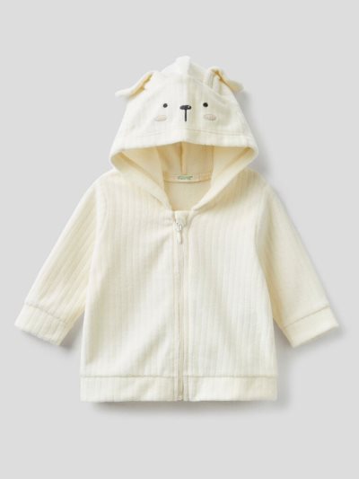 Kids' Benetton Chenille Hood Sweatshirt Creamy White | NZ988787