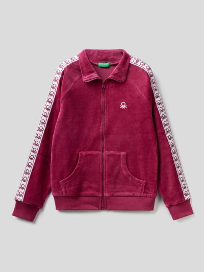 Kids' Benetton Chenille Logo Sweatshirt Burgundy | NZ233803