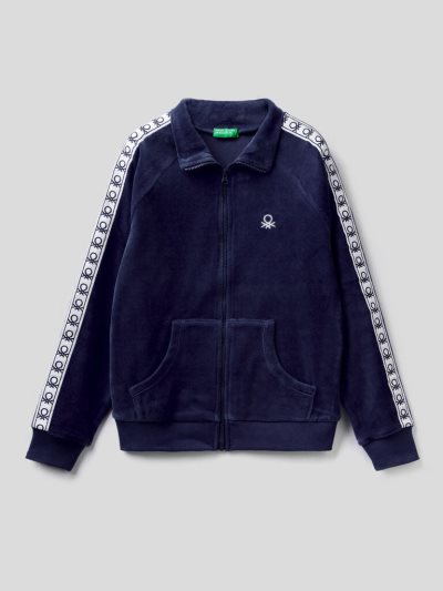 Kids' Benetton Chenille Logo Sweatshirt Dark Blue | NZ481499