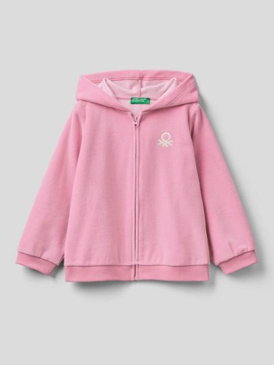 Kids' Benetton Chenille Zip Hood Hoodie Soft Pink | NZ224927