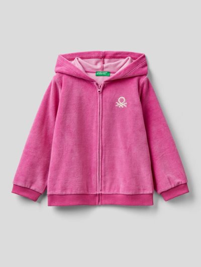 Kids' Benetton Chenille Zip Hood Hoodie Cyclamen | NZ860973