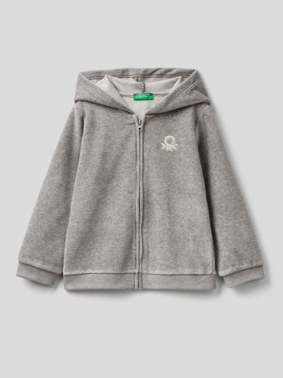 Kids' Benetton Chenille Zip Hood Hoodie Grey | NZ884759