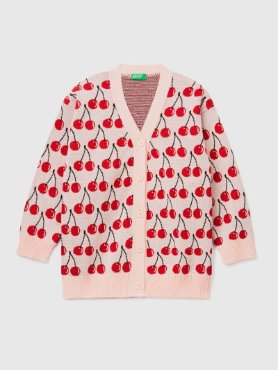 Kids' Benetton Cherry Pattern Cardigan Pink | NZ032877