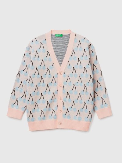 Kids' Benetton Cherry Pattern Cardigan Pink | NZ916821