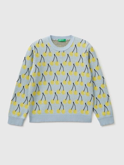 Kids' Benetton Cherry Pattern Sweaters Light Blue | NZ076264