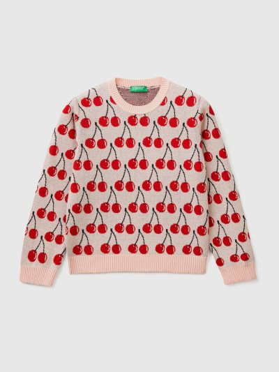 Kids' Benetton Cherry Pattern Sweaters Pink | NZ696090