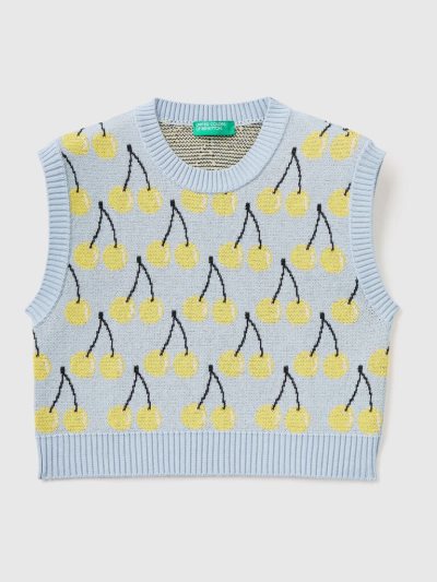 Kids' Benetton Cherry Pattern Vest Light Blue | NZ268808