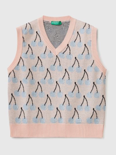 Kids' Benetton Cherry Pattern Vest Pink | NZ661426
