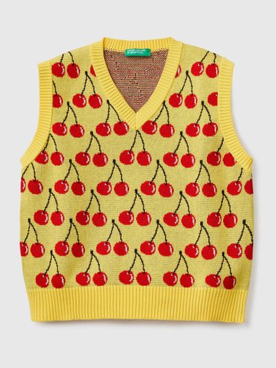 Kids' Benetton Cherry Pattern Vest Yellow | NZ791168