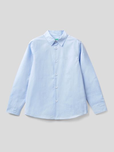 Kids' Benetton Classic Pure Cotton Shirts Sky Blue | NZ104606