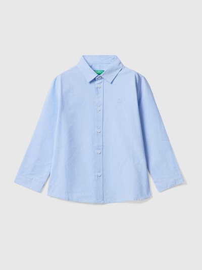 Kids' Benetton Classic Pure Cotton Shirts Sky Blue | NZ306141
