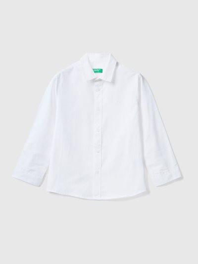 Kids' Benetton Classic Pure Cotton Shirts White | NZ498322