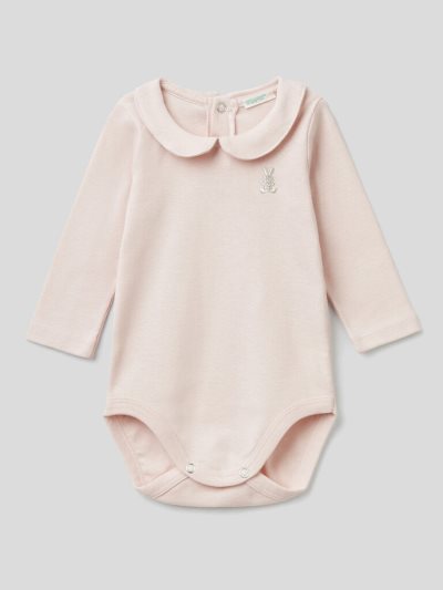 Kids' Benetton Collar Organic Cotton Bodysuits Pink | NZ616318