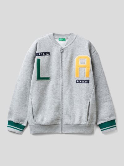 Kids' Benetton College-style Patch Sweatshirt Grey | NZ106723