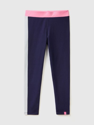 Kids' Benetton Color Block Leggings Dark Blue | NZ904760