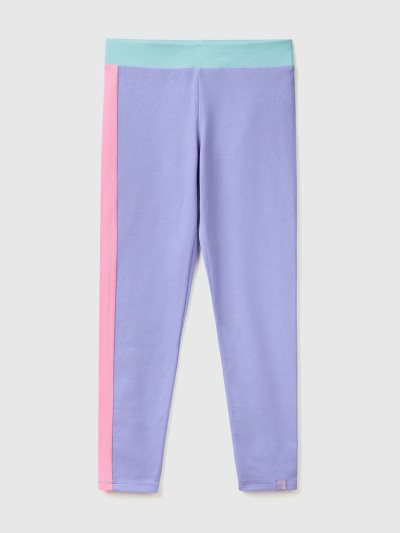 Kids' Benetton Color Block Leggings Periwinkle | NZ114488