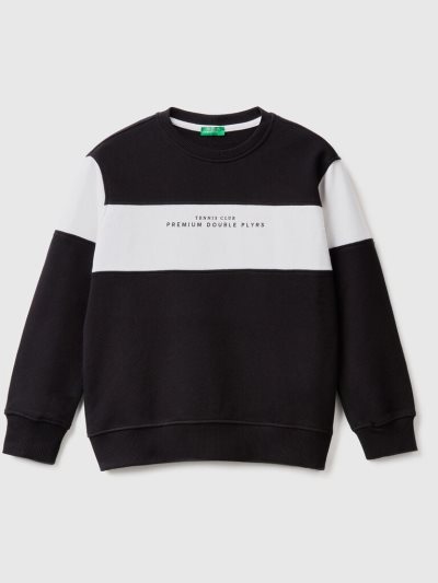 Kids' Benetton Color Block Print Sweatshirt Black | NZ293094